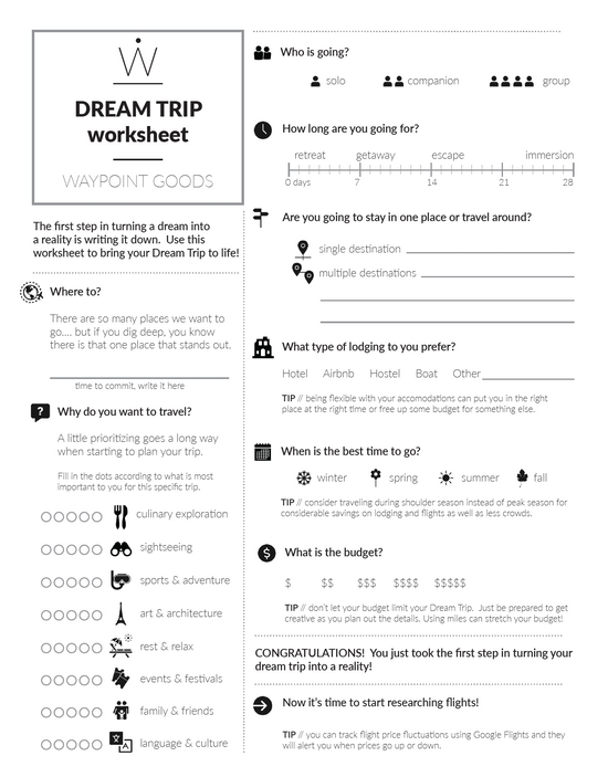 Download the FREE Dream Trip Worksheet