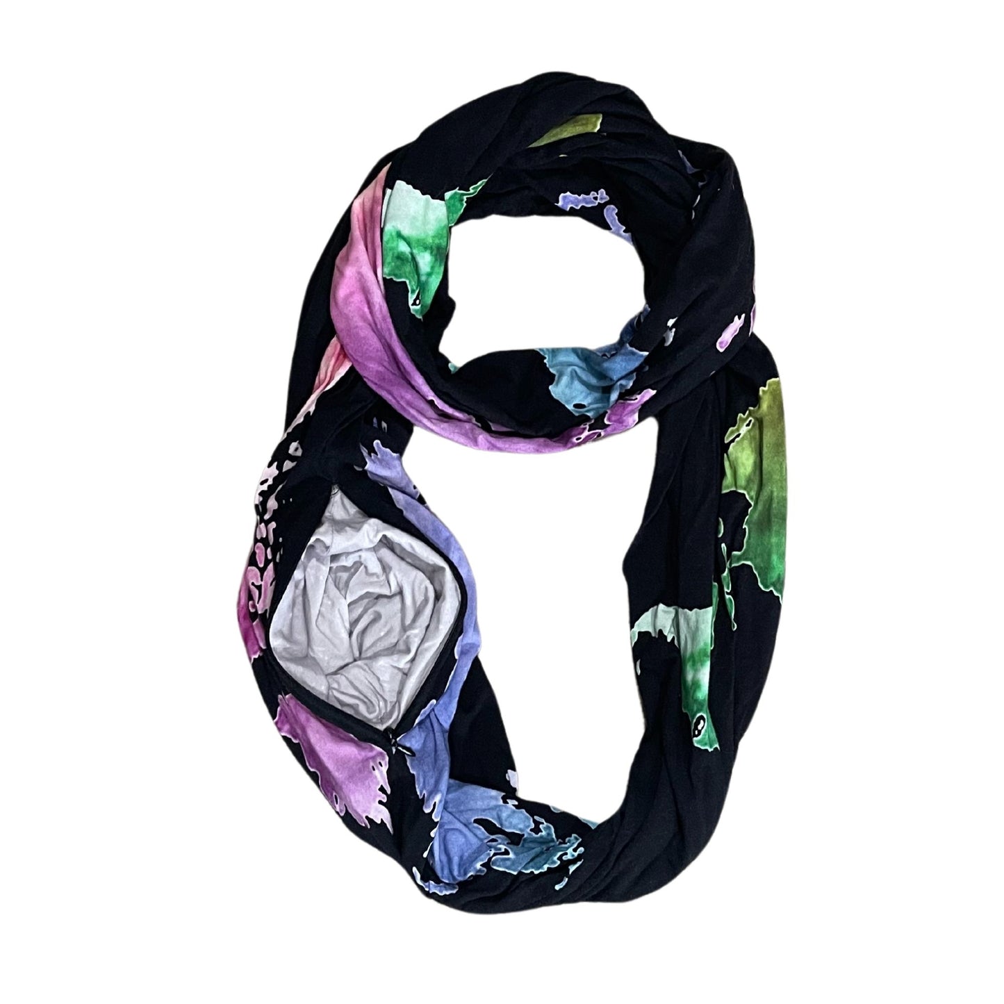 BLACK WATERCOLOR WORLD MAP // Travel Scarf