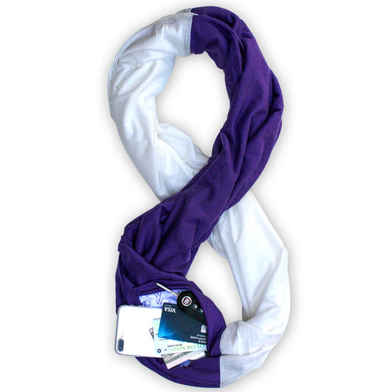 STADIUM Series Travel Scarf // Purple & White