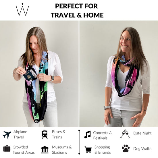 Load image into Gallery viewer, BLACK WATERCOLOR WORLD MAP // Travel Scarf
