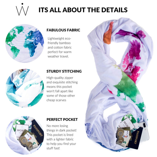 WATERCOLOR WORLD MAP // Travel Scarf