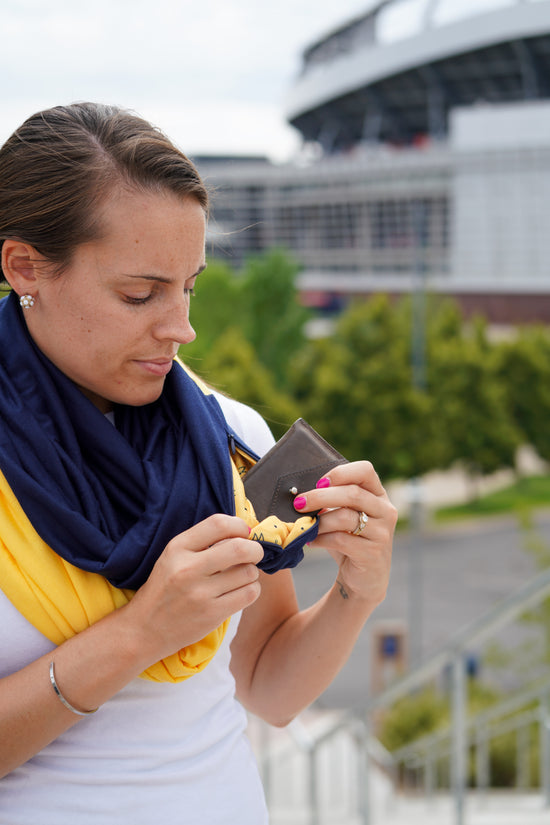 STADIUM Series Travel Scarf // Navy & Yellow