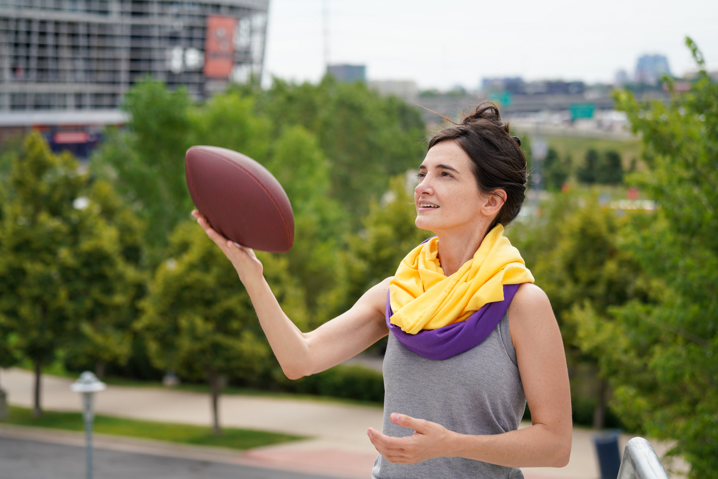 STADIUM Series Travel Scarf // Purple & Yellow