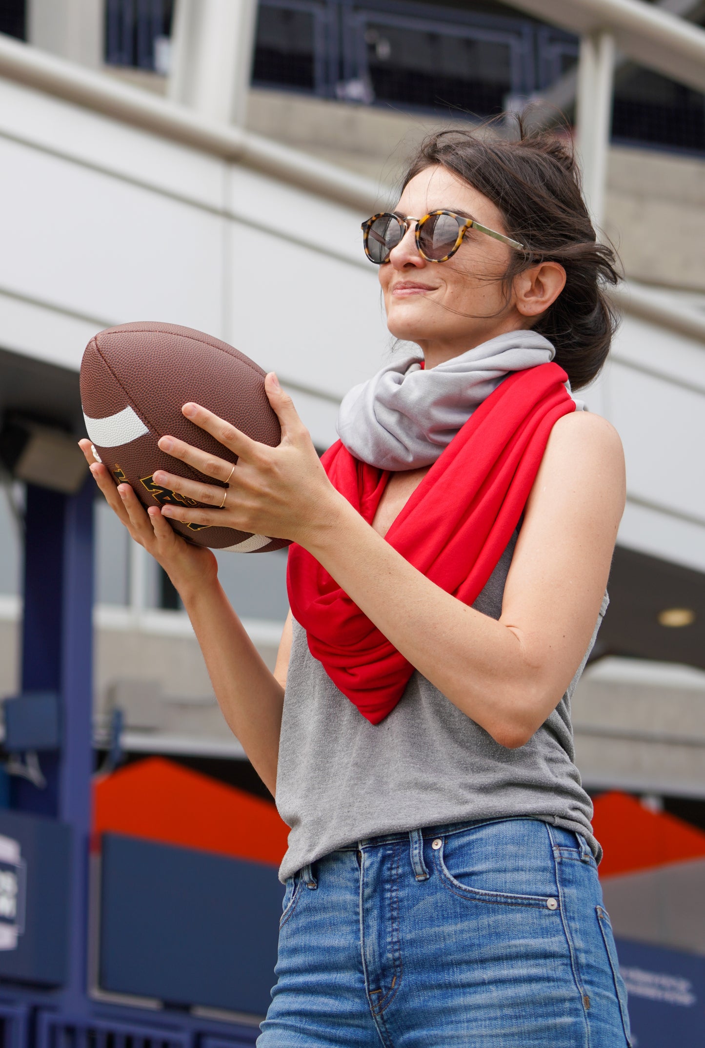 STADIUM Series Travel Scarf // Red & Grey