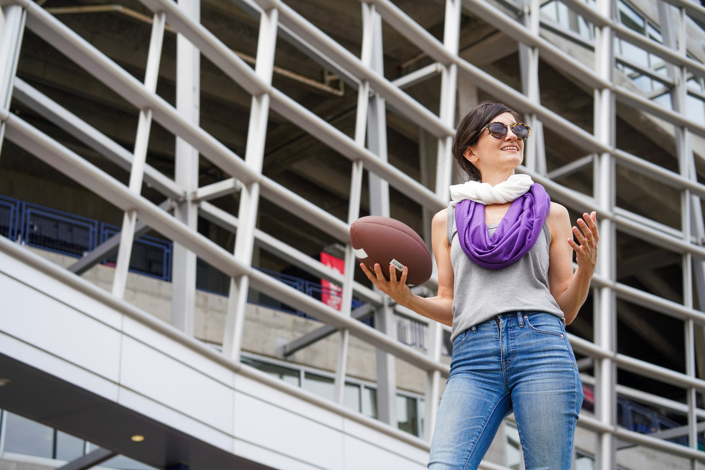 STADIUM Series Travel Scarf // Purple & White