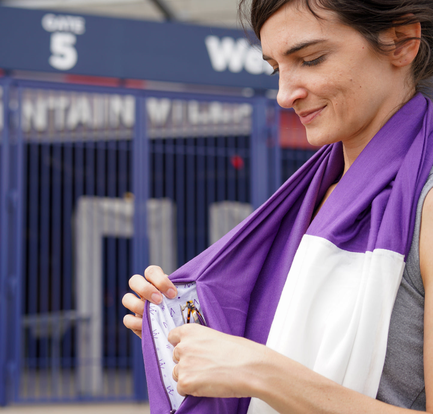 STADIUM Series Travel Scarf // Purple & White